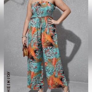 Tropical print shein jumpsuit
